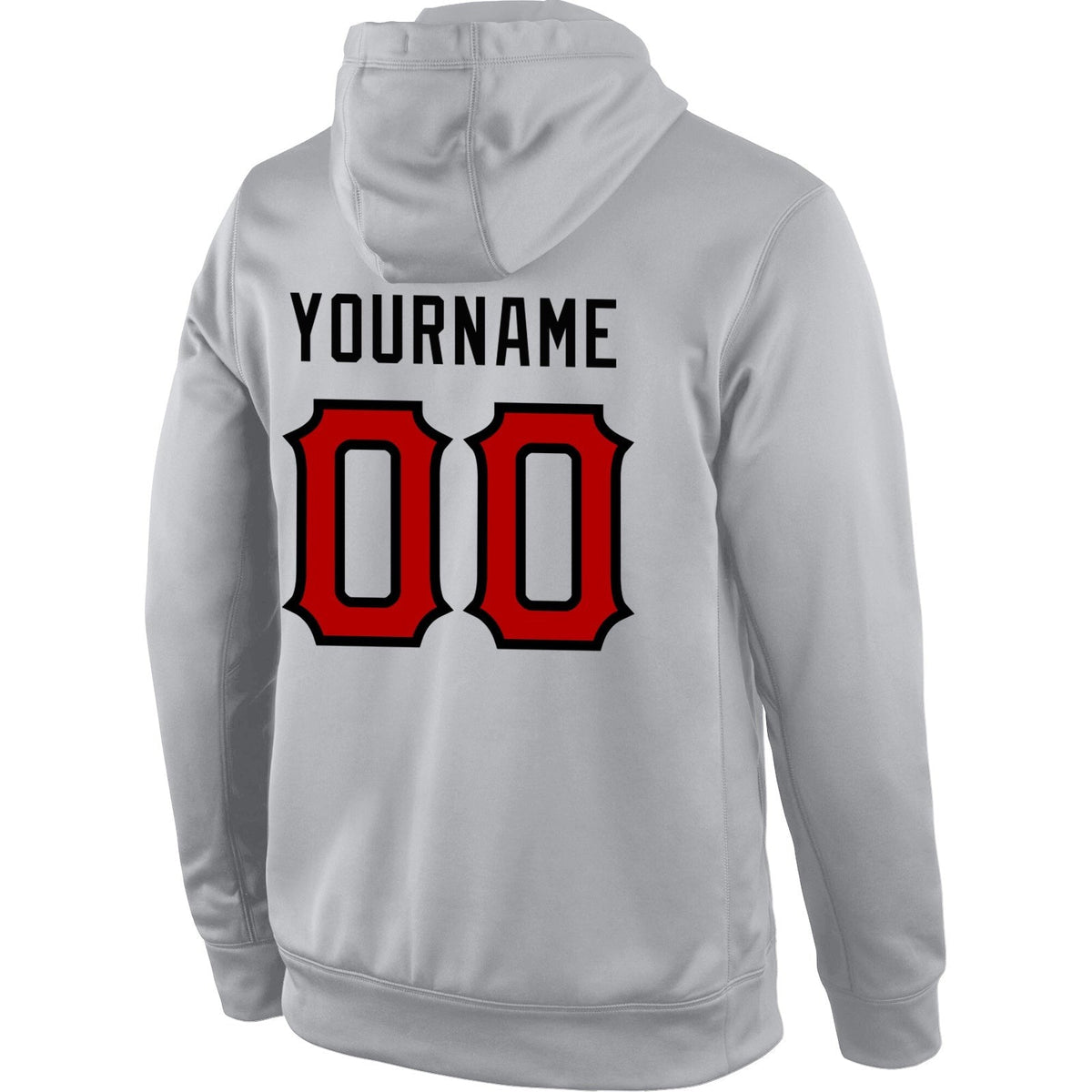 Custom Stitched Gray Red-Black Sports Pullover Sweatshirt Hoodie photo 3