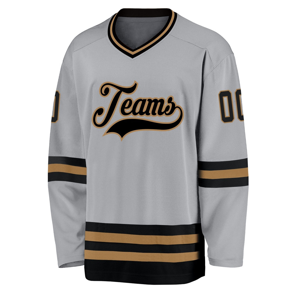 Custom Gray Black-Old Gold Hockey Jersey photo 2
