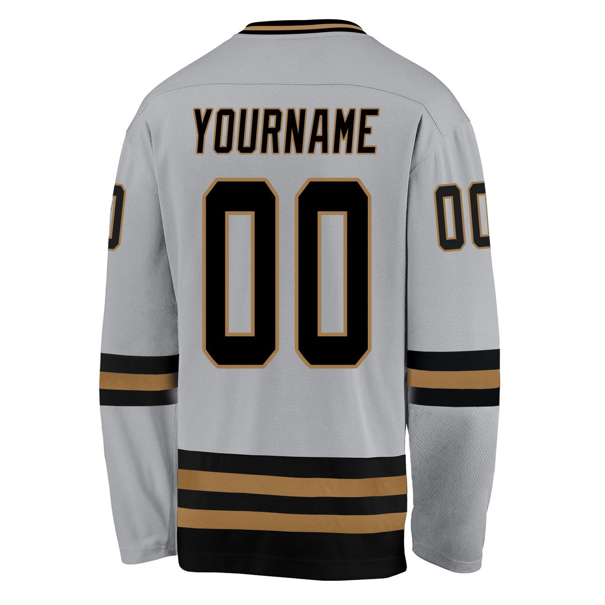 Custom Gray Black-Old Gold Hockey Jersey photo 3