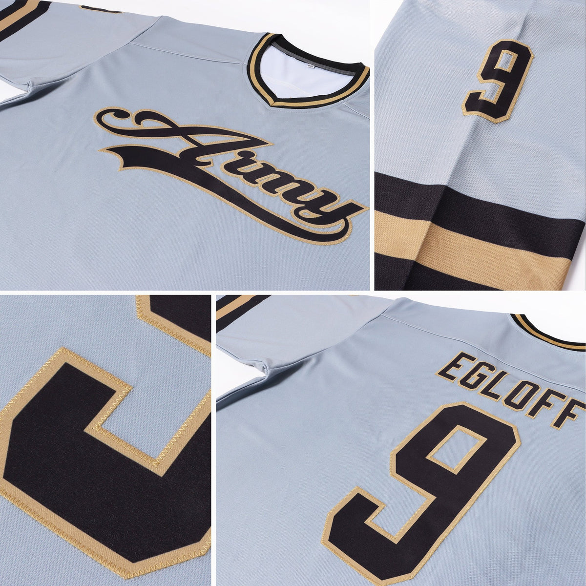 Custom Gray Black-Old Gold Hockey Jersey photo 6