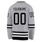 Custom Gray Black-White Hockey Jersey photo 3