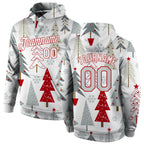 Custom Stitched Gray White-Red Christmas 3D Sports Pullover Sweatshirt Hoodie