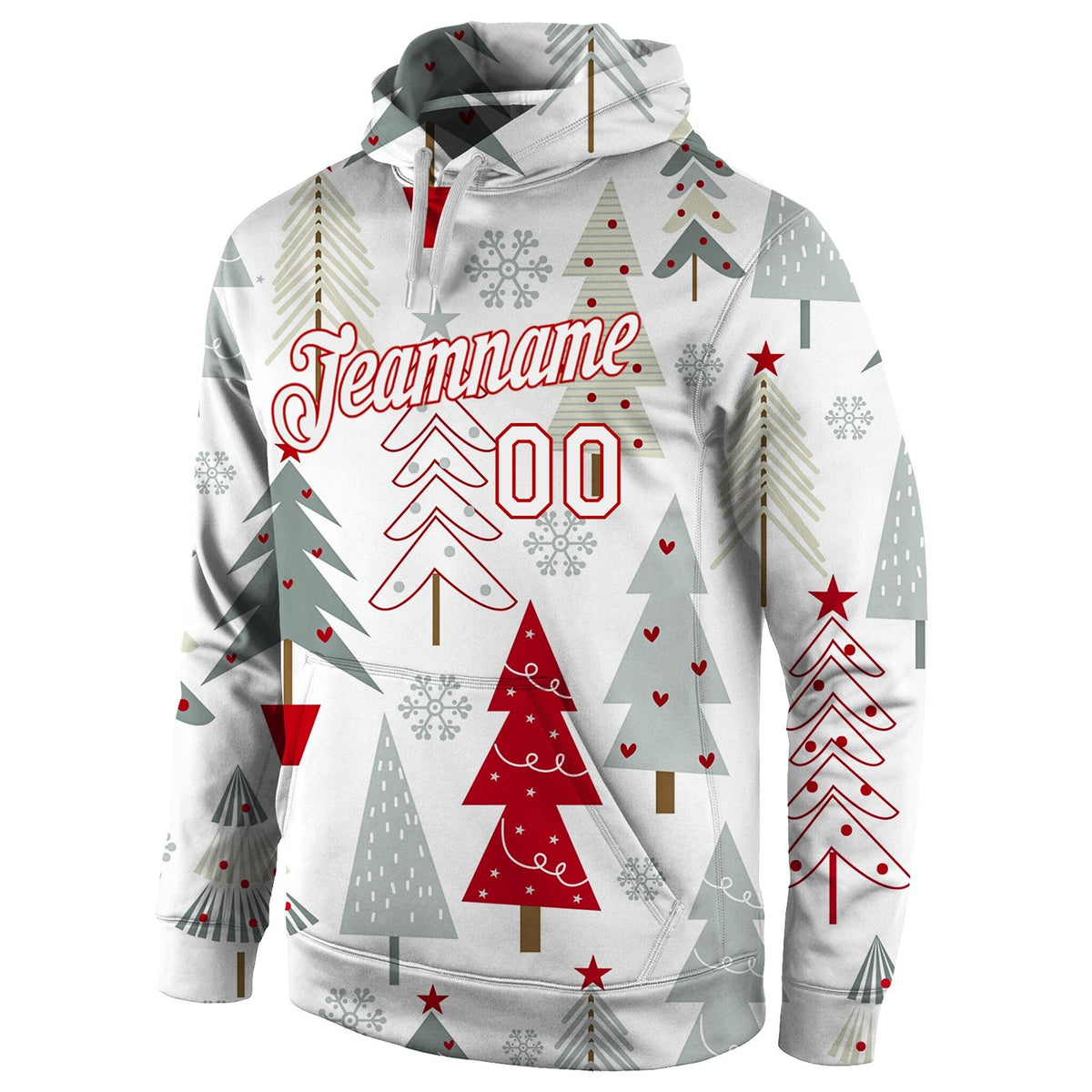 Custom Stitched Gray White-Red Christmas 3D Sports Pullover Sweatshirt Hoodie photo 2
