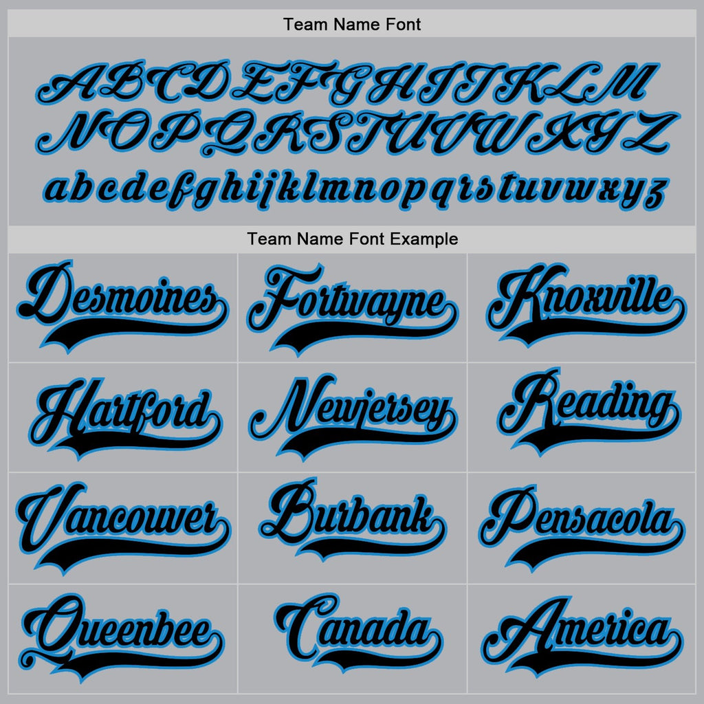 Custom Gray Black-Blue Hockey Jersey photo 3