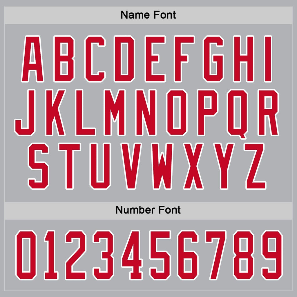 Custom Gray Red-White Hockey Jersey photo 2
