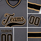 Custom Steel Gray Black-Old Gold Hockey Jersey detail