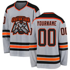 Custom Gray Black-Orange Hockey Jersey