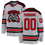 Custom Gray Red-Black Hockey Jersey