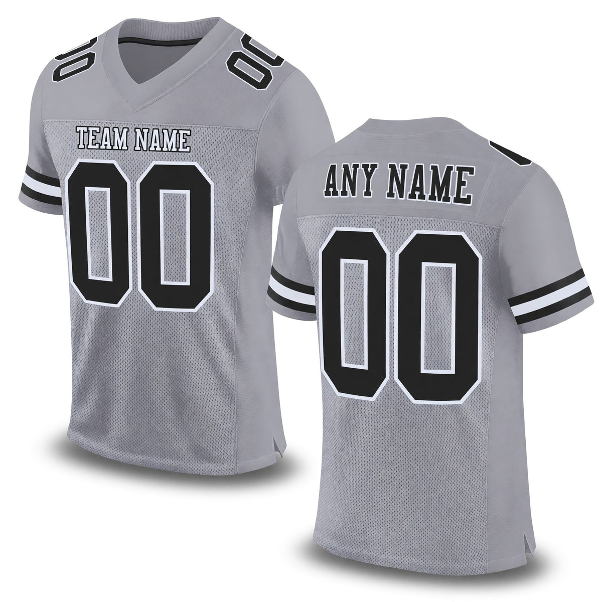 Custom Gray Black-White Mesh Authentic Football Jersey