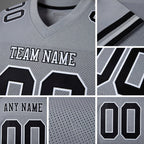 Custom Gray Black-White Mesh Authentic Football Jersey detail
