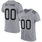 Custom Gray Black-White Mesh Authentic Football Jersey photo 1