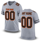 Custom Gray Black-Orange Mesh Authentic Football Jersey