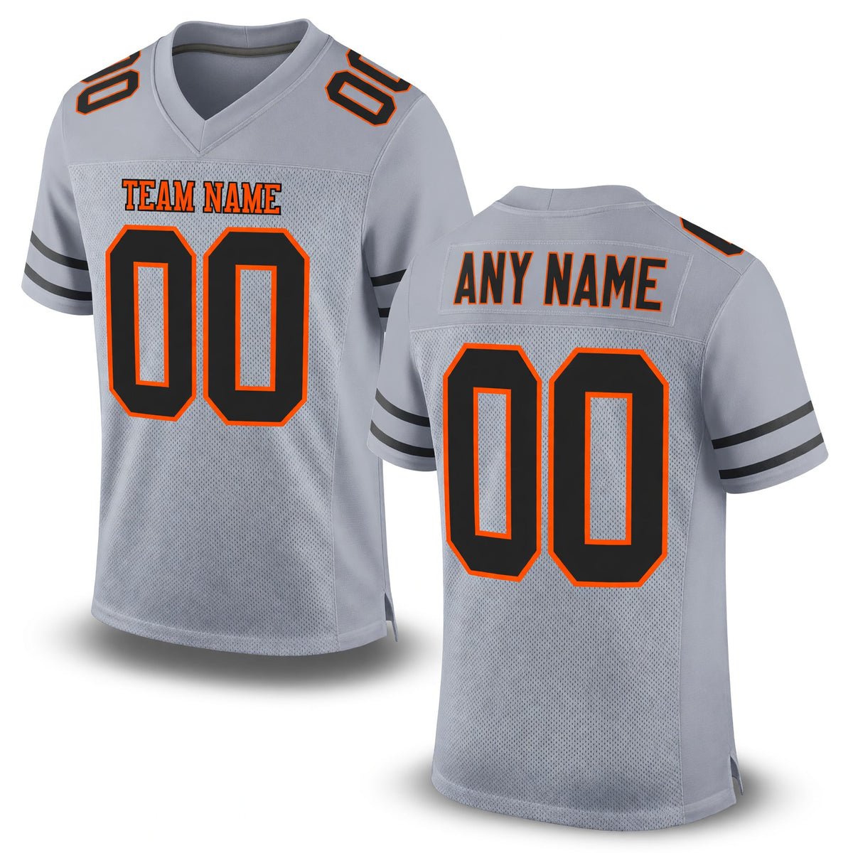 Custom Gray Black-Orange Mesh Authentic Football Jersey