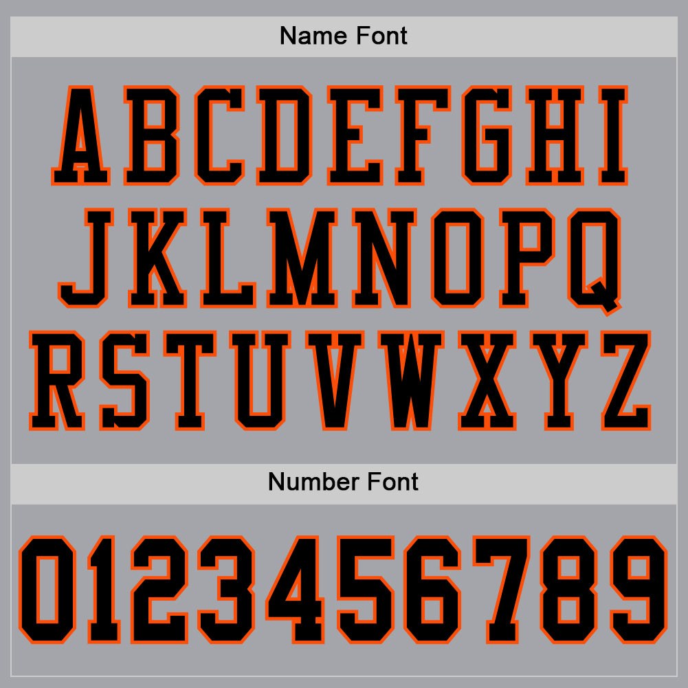 Custom Gray Black-Orange Mesh Authentic Football Jersey photo 3