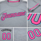Custom Gray Pink Black-Light Blue Performance T-Shirt detail
