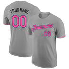 Custom Gray Pink Black-Light Blue Performance T-Shirt photo 1