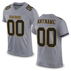 Custom Gray Black-Old Gold Mesh Authentic Football Jersey