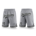 Custom Gray Black-White Authentic Throwback Basketball Shorts