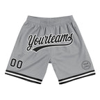 Custom Gray Black-White Authentic Throwback Basketball Shorts photo 1