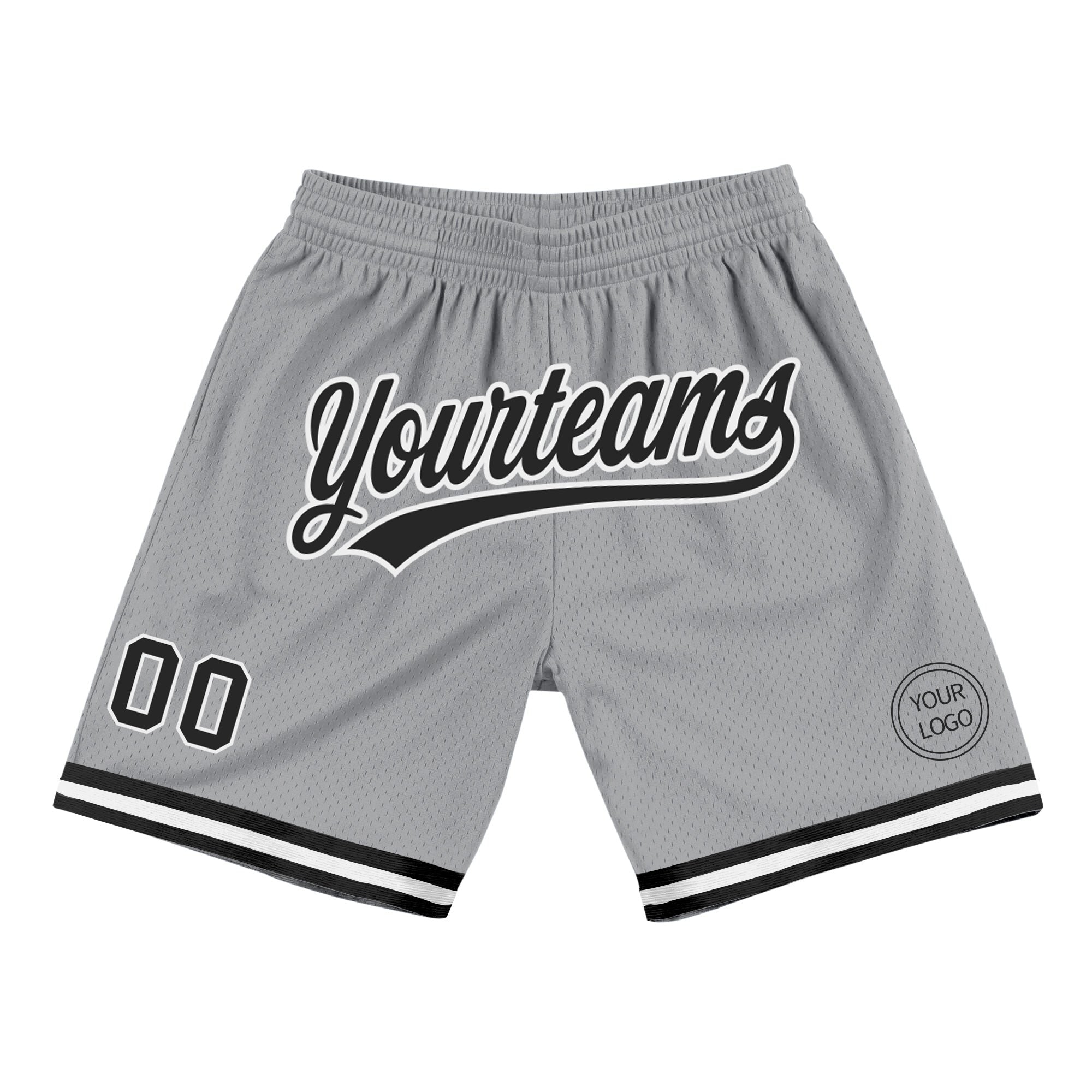 Custom Gray Black-White Authentic Throwback Basketball Shorts photo 1