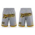 Custom Gray Black-Gold Authentic Throwback Basketball Shorts