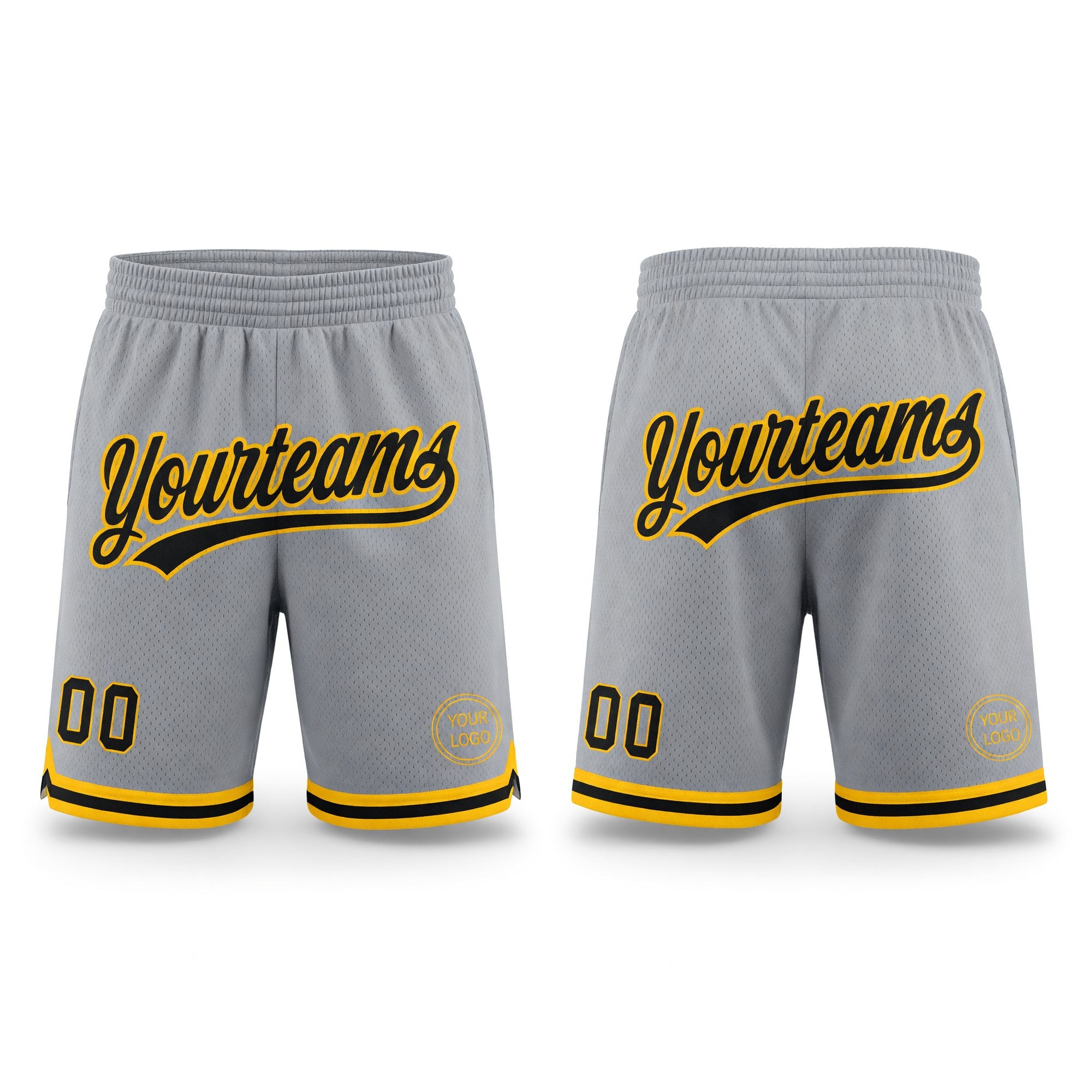 Custom Gray Black-Gold Authentic Throwback Basketball Shorts