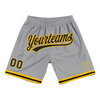 Custom Gray Black-Gold Authentic Throwback Basketball Shorts photo 1