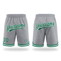 Custom Gray Kelly Green-White Authentic Throwback Basketball Shorts