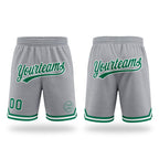 Custom Gray Kelly Green-White Authentic Throwback Basketball Shorts