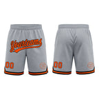 Custom Gray Orange-Black Authentic Throwback Basketball Shorts