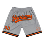 Custom Gray Orange-Black Authentic Throwback Basketball Shorts photo 1