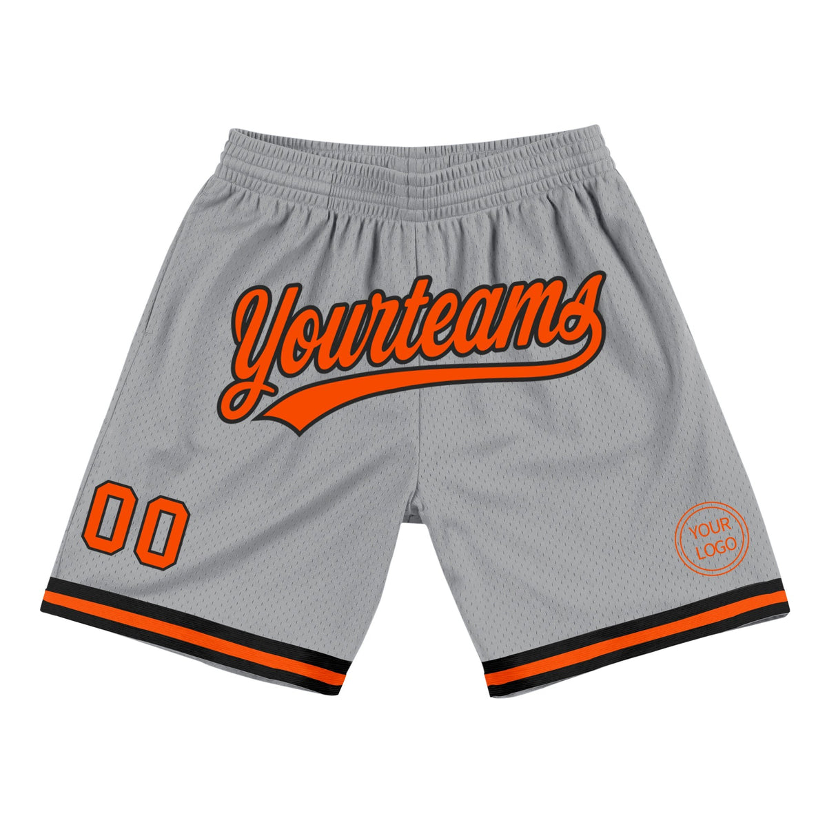Custom Gray Orange-Black Authentic Throwback Basketball Shorts photo 1