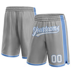 Custom Gray White-Light Blue Authentic Basketball Shorts photo 1