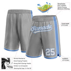 Custom Gray White-Light Blue Authentic Basketball Shorts photo 2