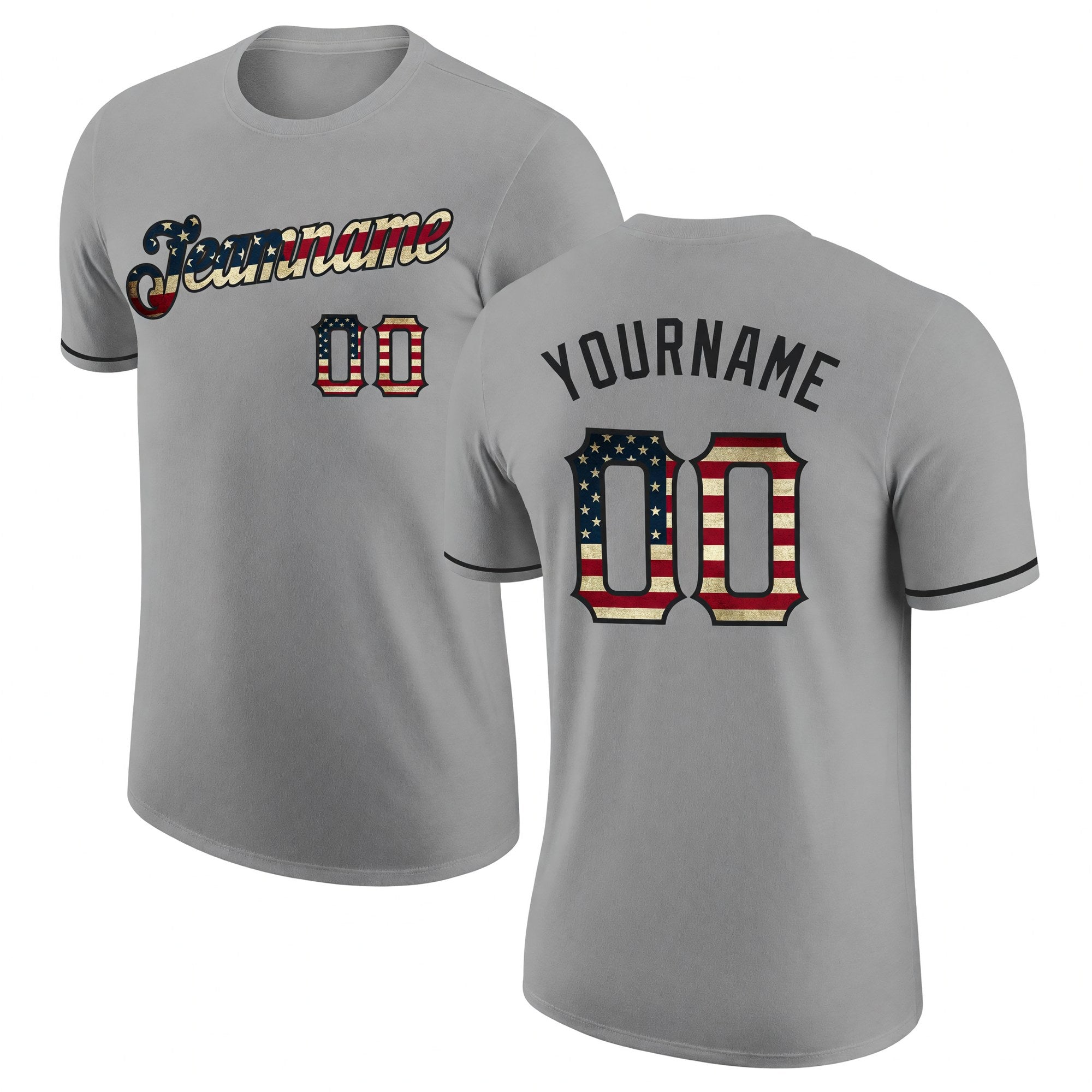 Custom Gray Vintage USA Flag-Black Performance T-Shirt