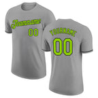 Custom Gray Neon Green-Black Performance T-Shirt