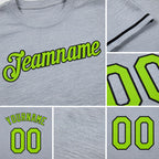 Custom Gray Neon Green-Black Performance T-Shirt detail