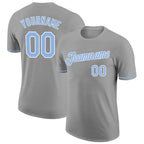 Custom Gray Light Blue-White Performance T-Shirt photo 1