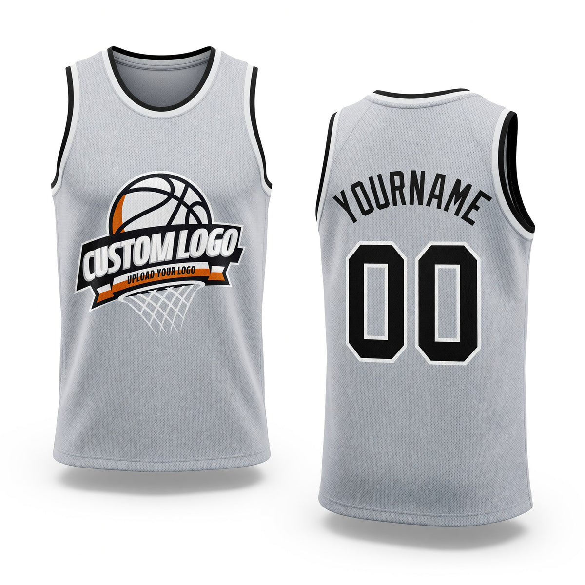 Custom Gray Black-White Authentic Throwback Basketball Jersey