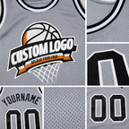 Custom Gray Black-White Authentic Throwback Basketball Jersey detail