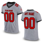 Custom Gray Red-Black Mesh Authentic Football Jersey