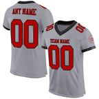 Custom Gray Red-Black Mesh Authentic Football Jersey photo 1