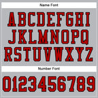 Custom Gray Red-Black Mesh Authentic Football Jersey photo 3