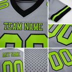 Custom Gray Neon Green-Black Mesh Authentic Football Jersey detail