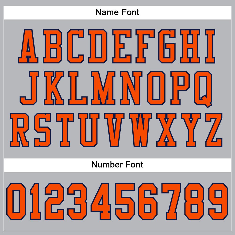Custom Gray Orange-Navy Mesh Authentic Football Jersey photo 3