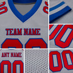 Custom Gray Red-Royal Mesh Authentic Football Jersey detail