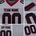 Custom Gray Black-Burgundy Mesh Authentic Football Jersey detail