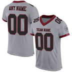 Custom Gray Black-Burgundy Mesh Authentic Football Jersey photo 1
