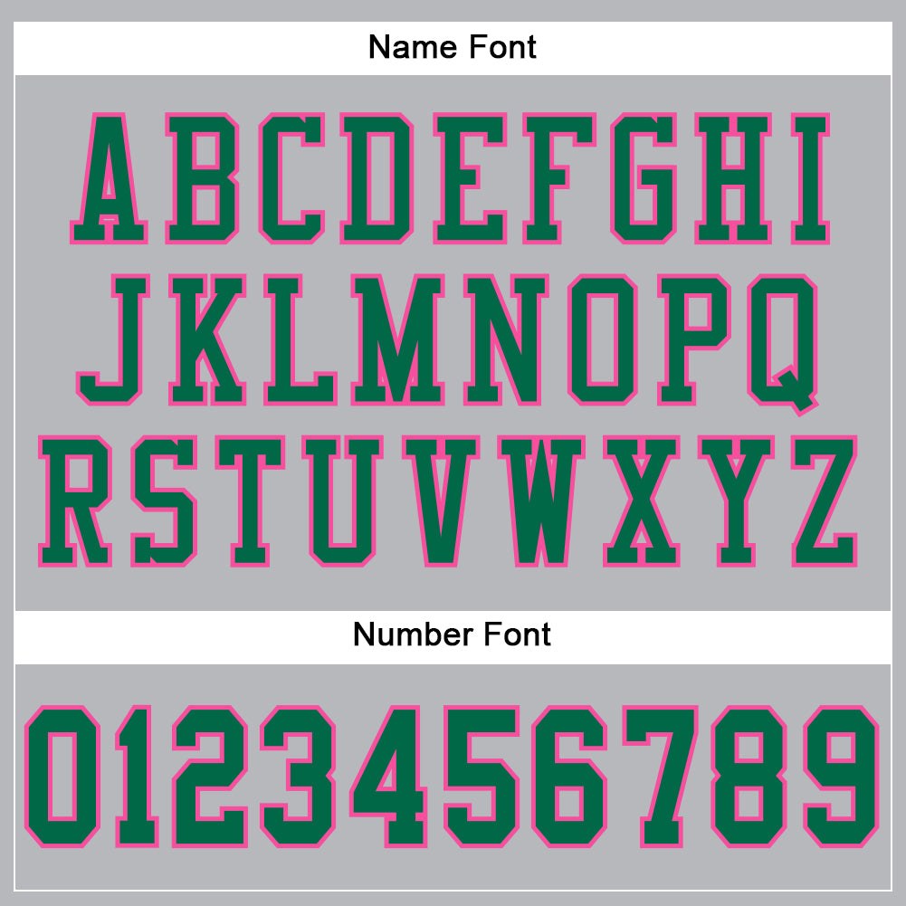 Custom Gray Kelly Green-Pink Mesh Authentic Football Jersey photo 3
