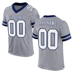 Custom Gray White-Navy Mesh Authentic Football Jersey